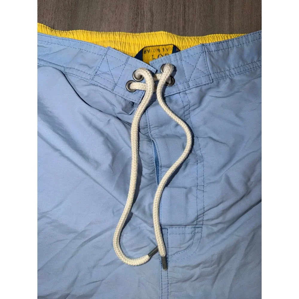 Polo Ralph Lauren Mens Light Blue Yellow Swim Trunks Cargo Shorts Large F2